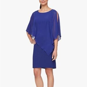 SLNY Fashions Women’s Short Chiffon Beaded Caplet Dress